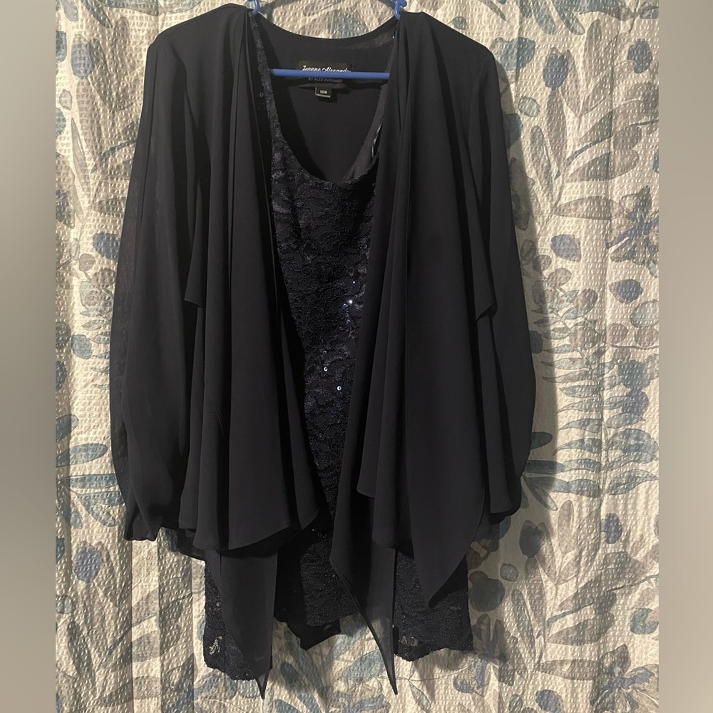 Just in time for the holidays! Navy blue Jeanne Alexander pantsuit. Worn once.